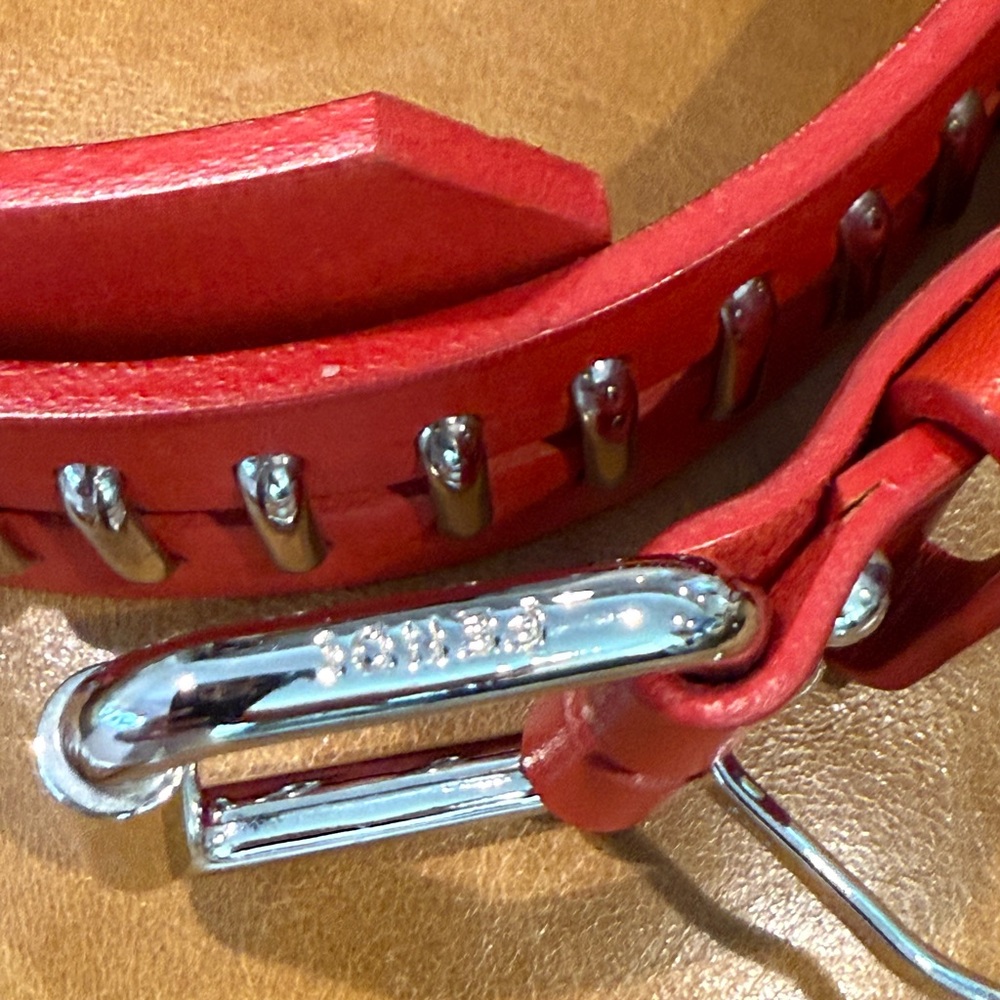 Fendi Red with  Silvertone accents Vintage 1990's belt EUC - Picture 11 of 16